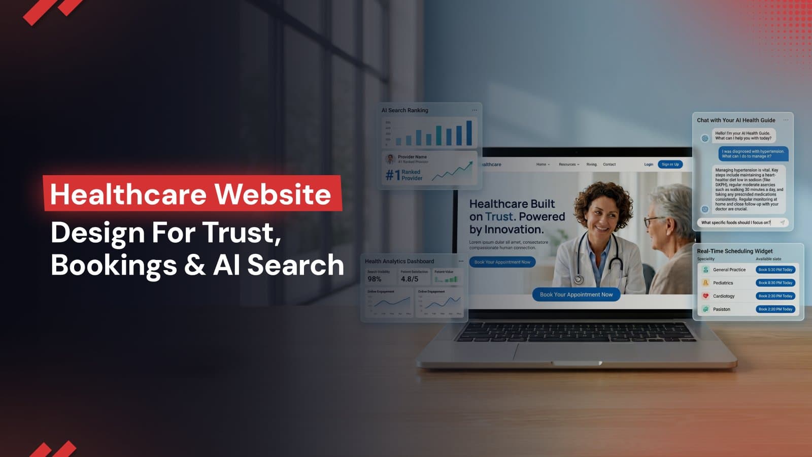 Healthcare Website Design That Builds Patient Trust, Increases Bookings, and Wins in AI Search 